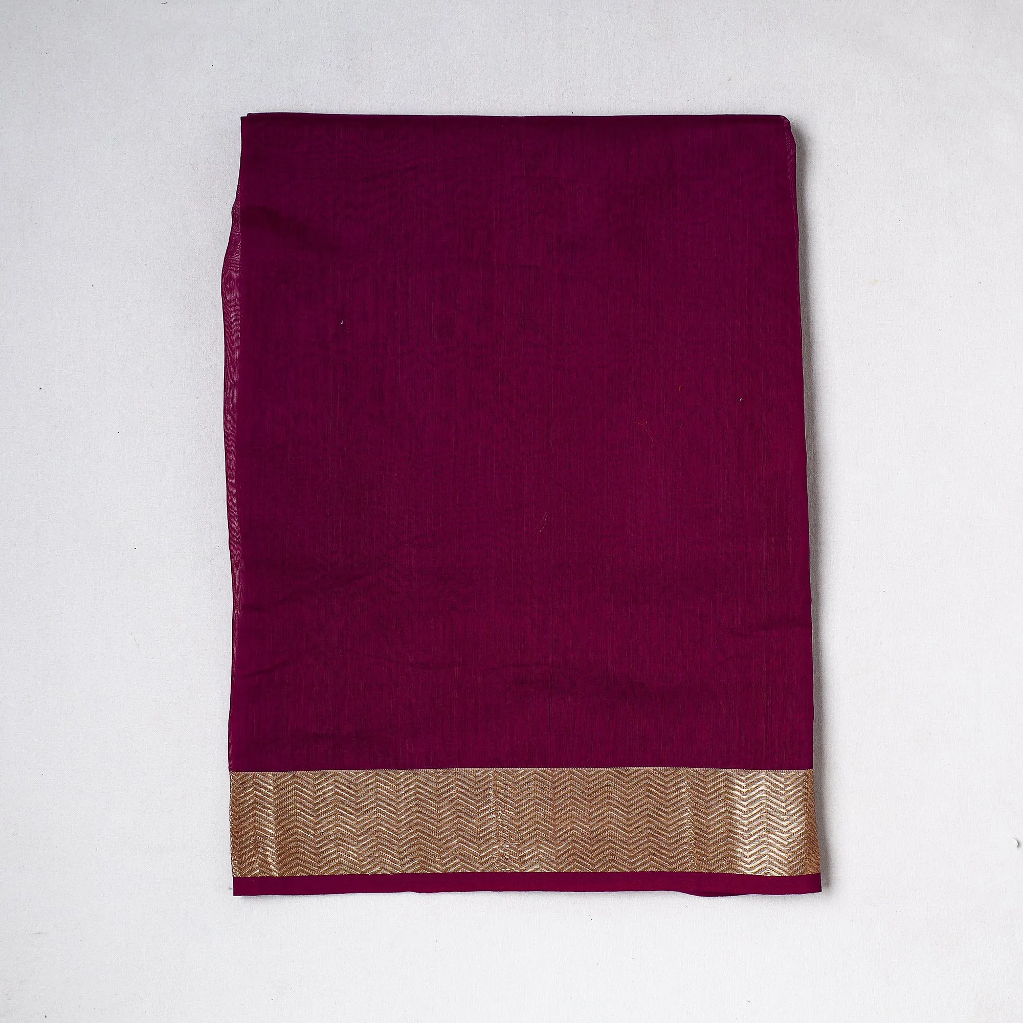 Purple - Traditional Chanderi Silk Handloom Precut Fabric (0.7 meter)