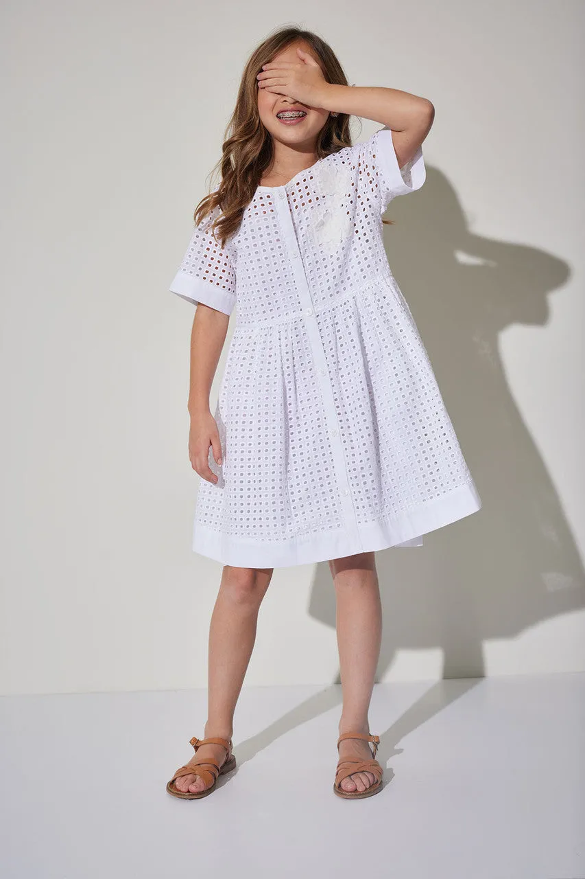 Relaxed Eyelet Cotton Poplin Dress