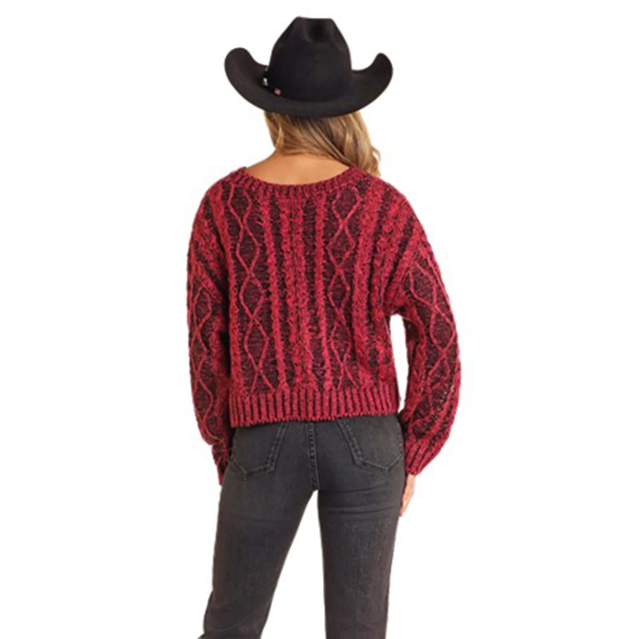 Rock & Roll Women's Pink Cable Knit Sweater