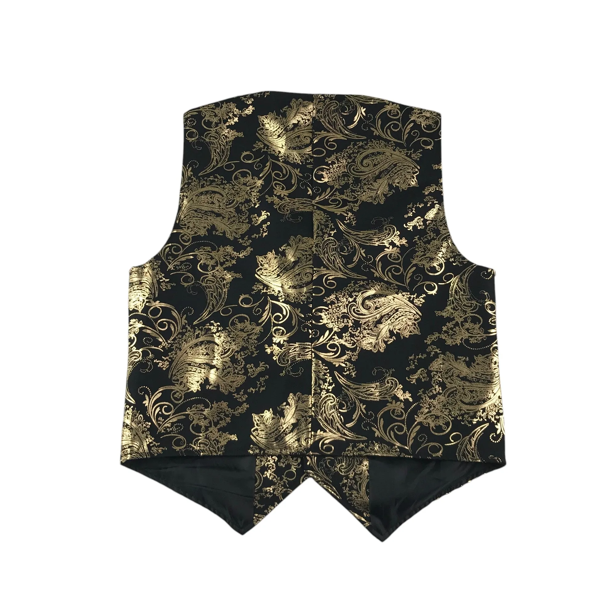 Shein waistcoat and trousers set 11-12 years gold and black leafy pattern