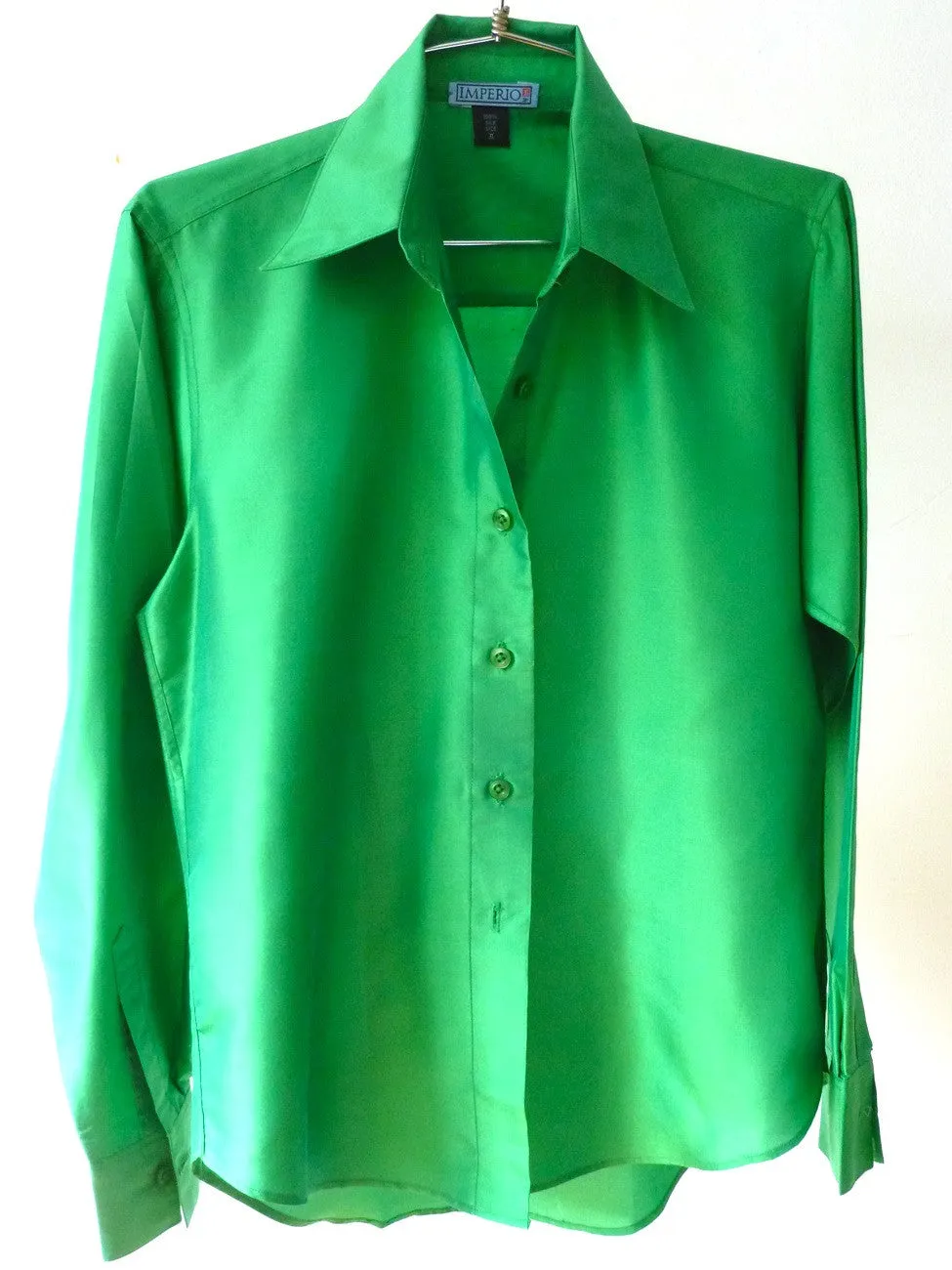 Thai Silk Button Down Shirt Kelly Green