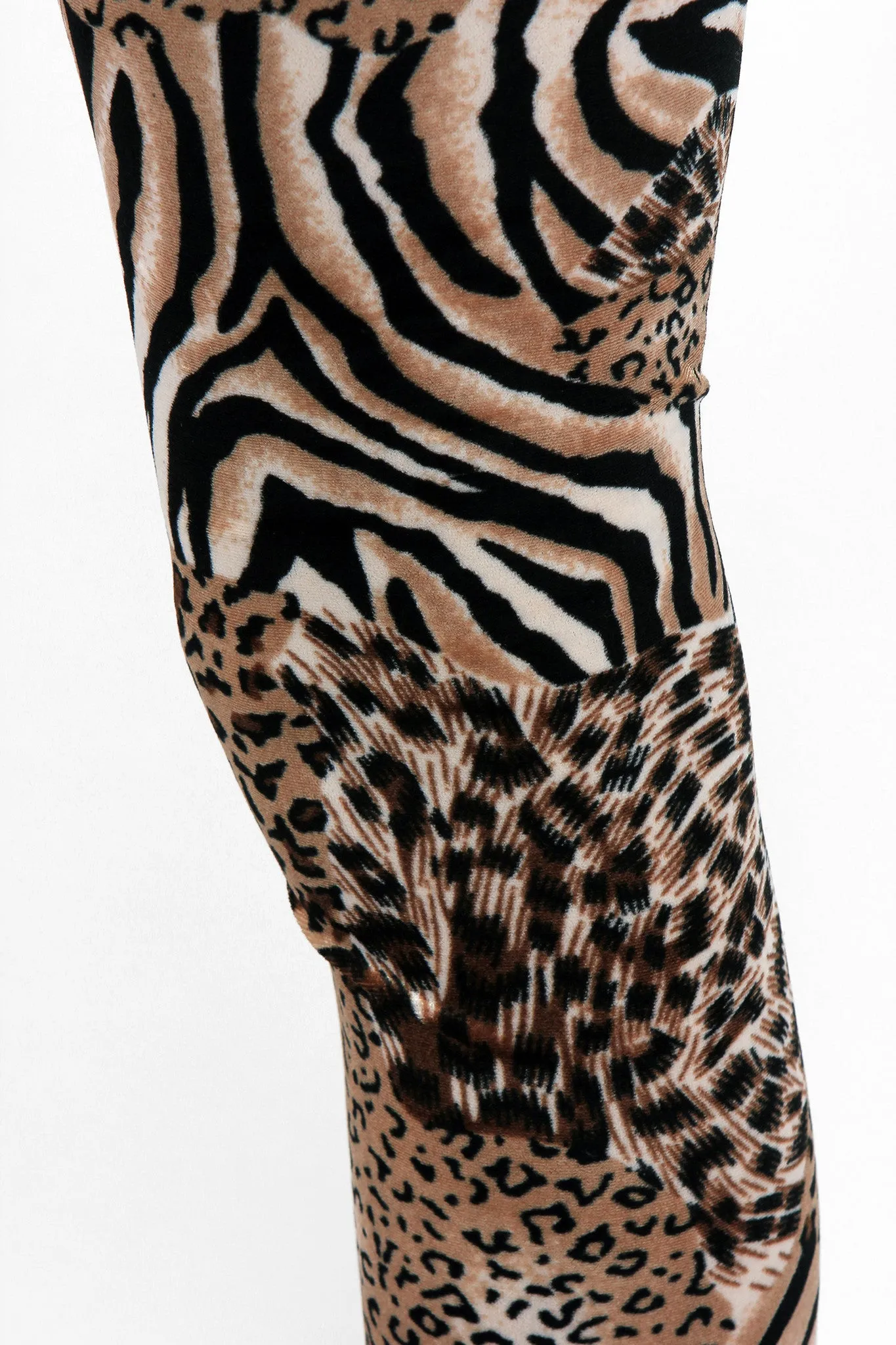 Velvet Texture Animal Print Leggings