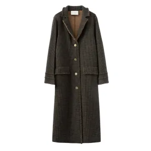 Wool Tweed Coat - Marine and Green