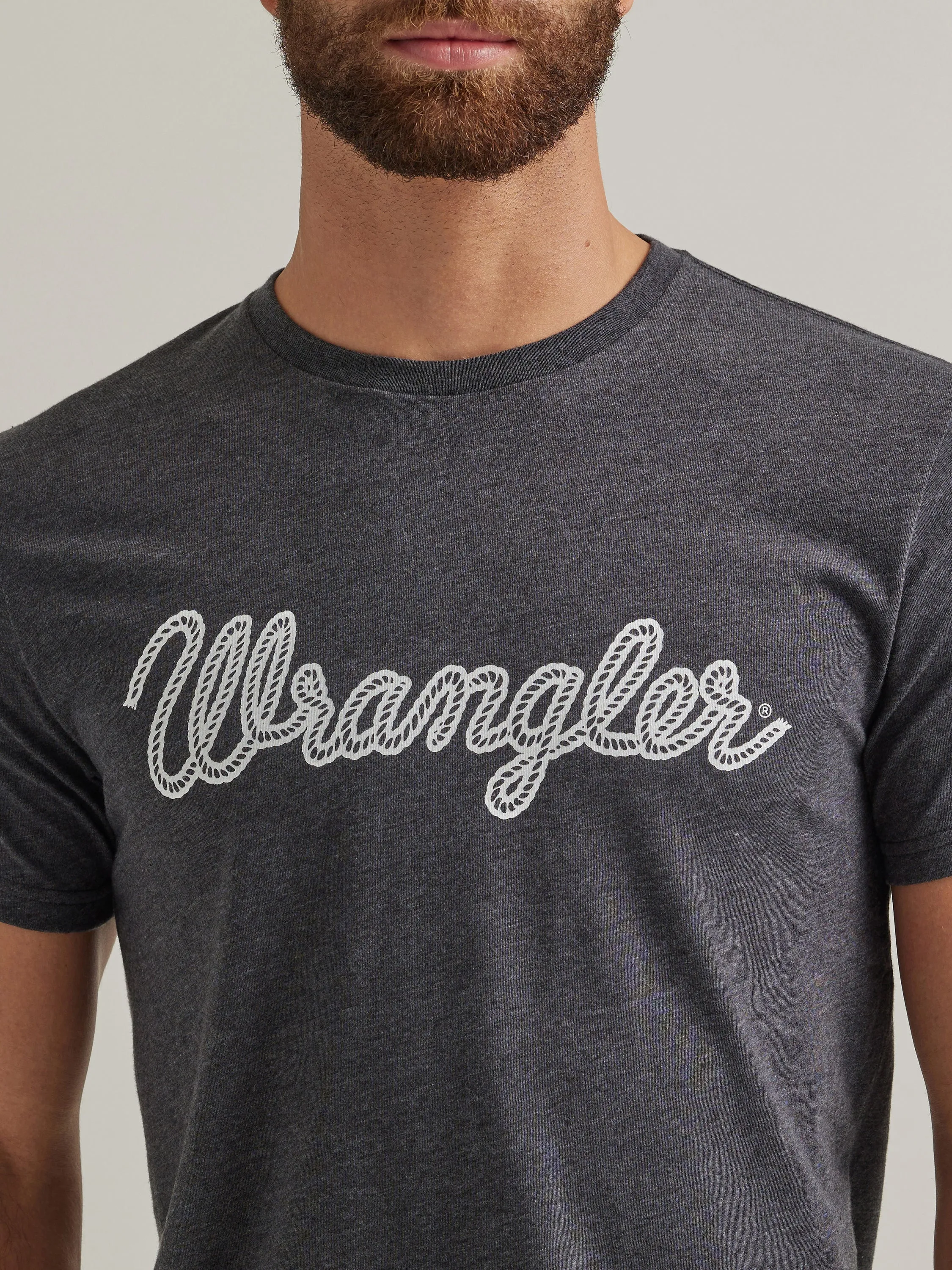 Wrangler Men's Caviar Heather Rope Logo Tee